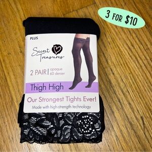 Secret Treasures Black Thigh High Tights - 2 Pair
